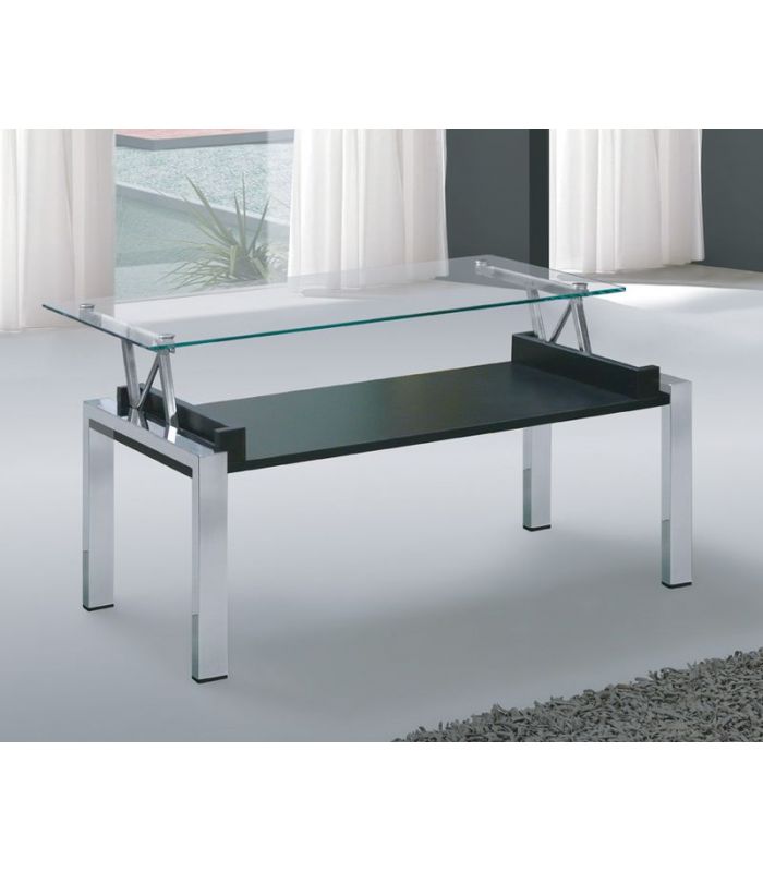 mesa de centro de cristal elevable