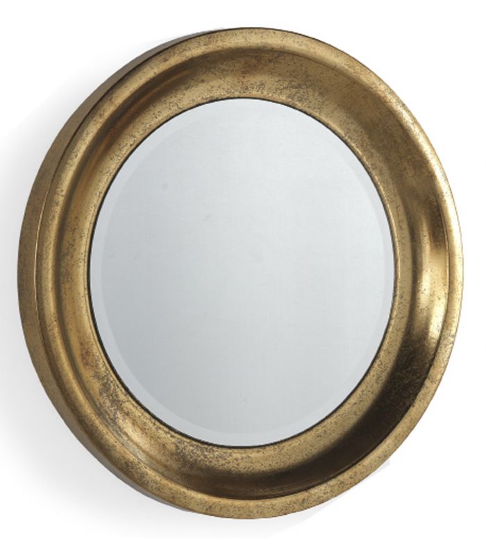13157/00 Espejo redondo de diseño vintage 61 metal acabado dorado